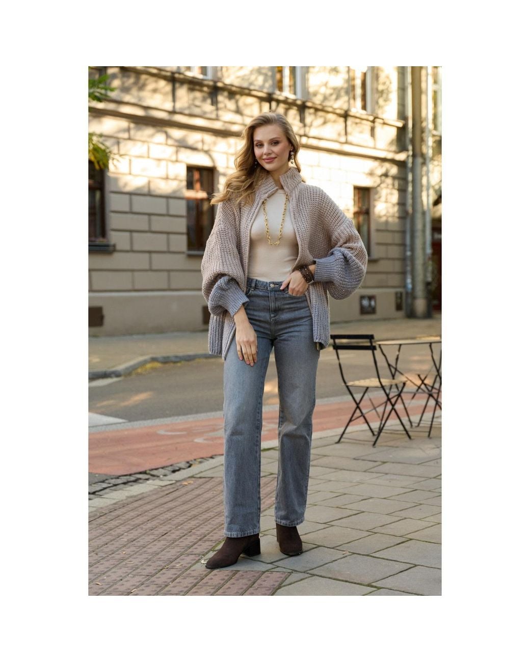Saachi Brown Zip Up Sequin Cardigan