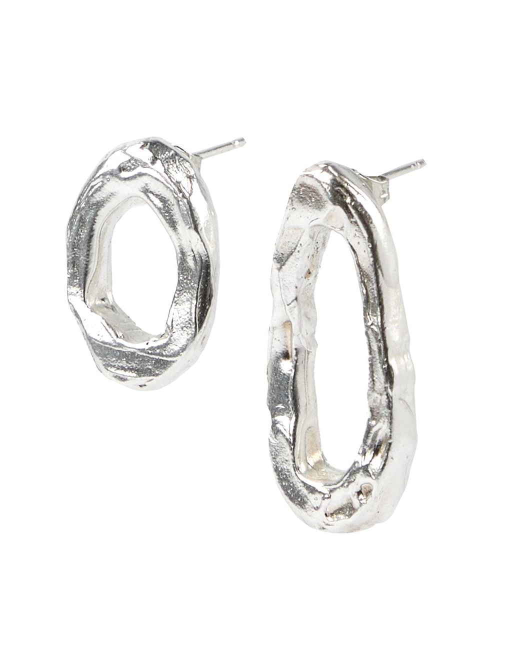 De Roms Metallic Molten Irregular Hoops Opposites Attract Earrings