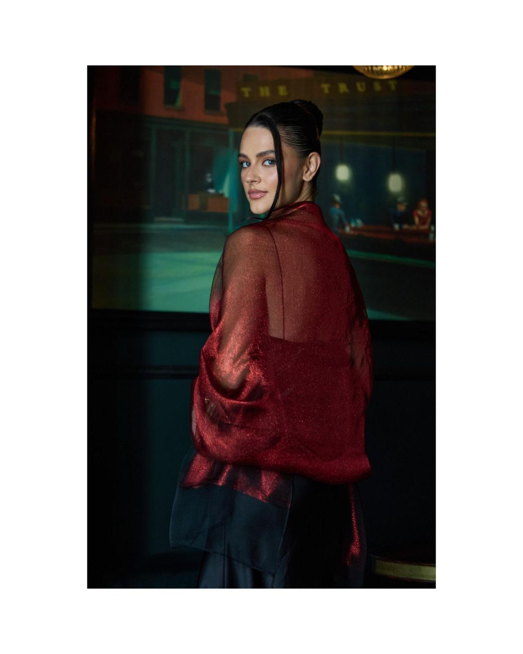 Saachi Red Silk Glimmer Scarf