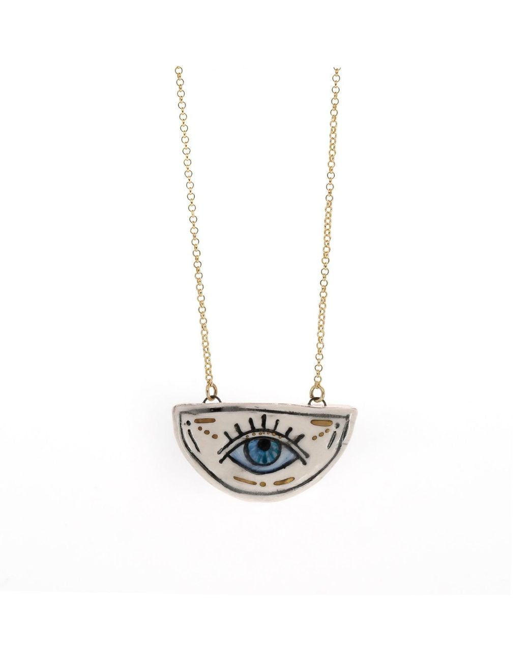Ebru Jewelry Pink Watchful Eye Magical Norse Runes Symbol Necklace