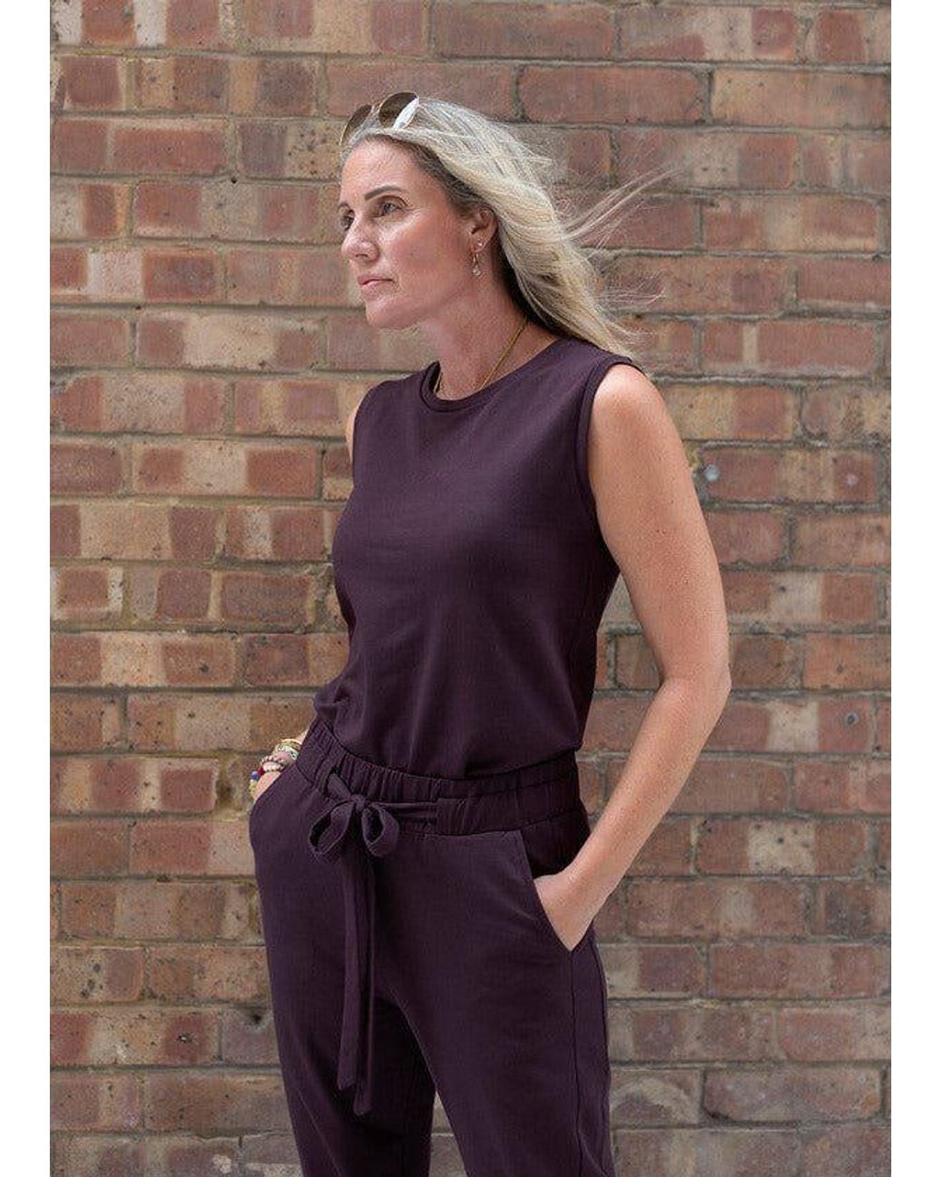 Weartwo London Purple Hero Sleeveless Top, Burgundy