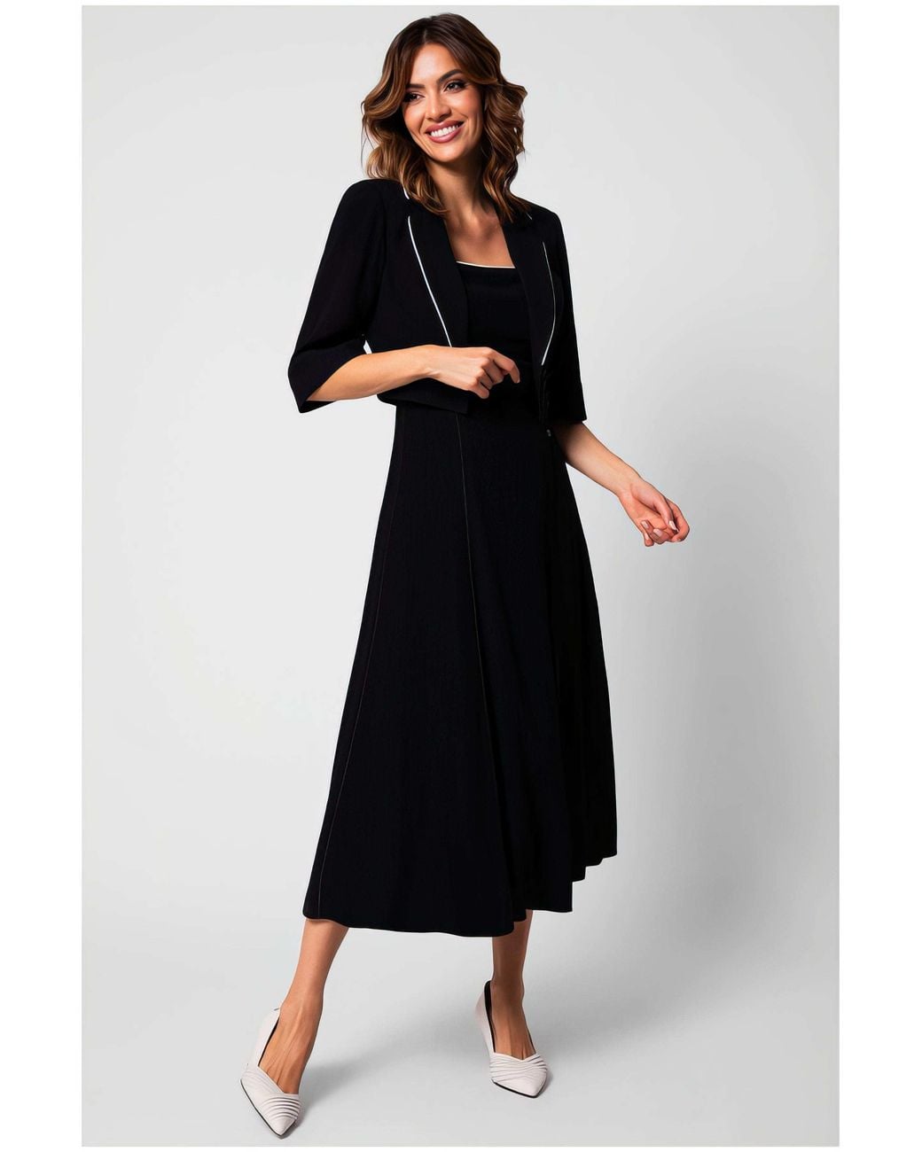 Luna Fashion House Black Elegant Midi Dress, Rina