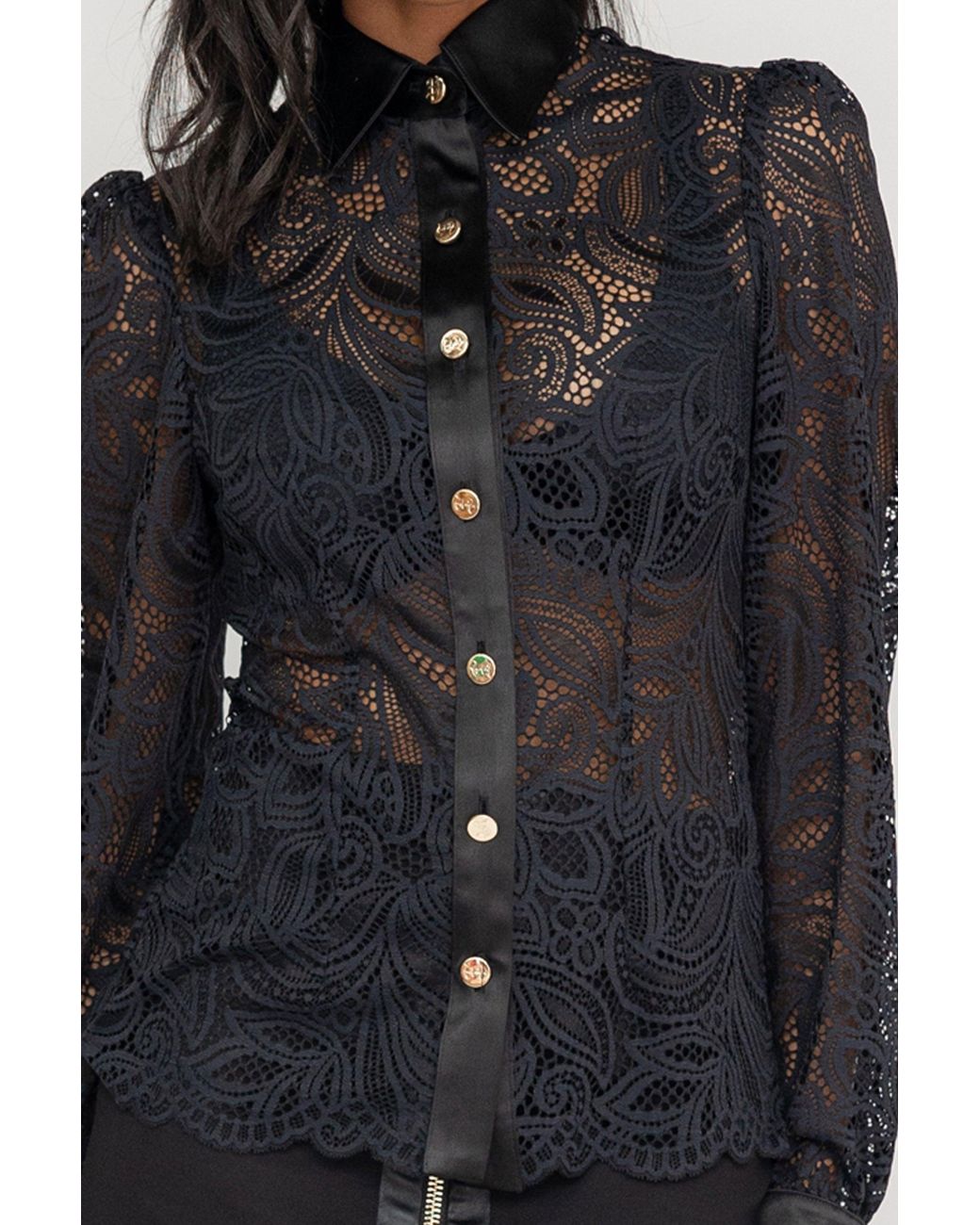 Zetaye Black Lyric Lace Blouse