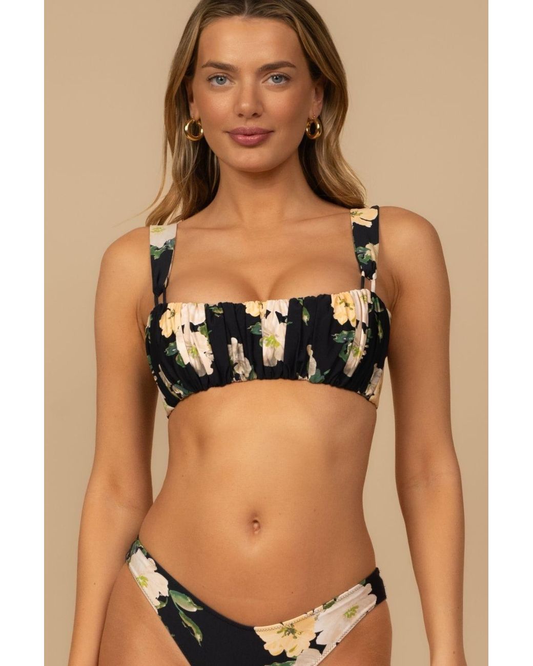 Montce Black Liz Floral Victoria Bikini Top