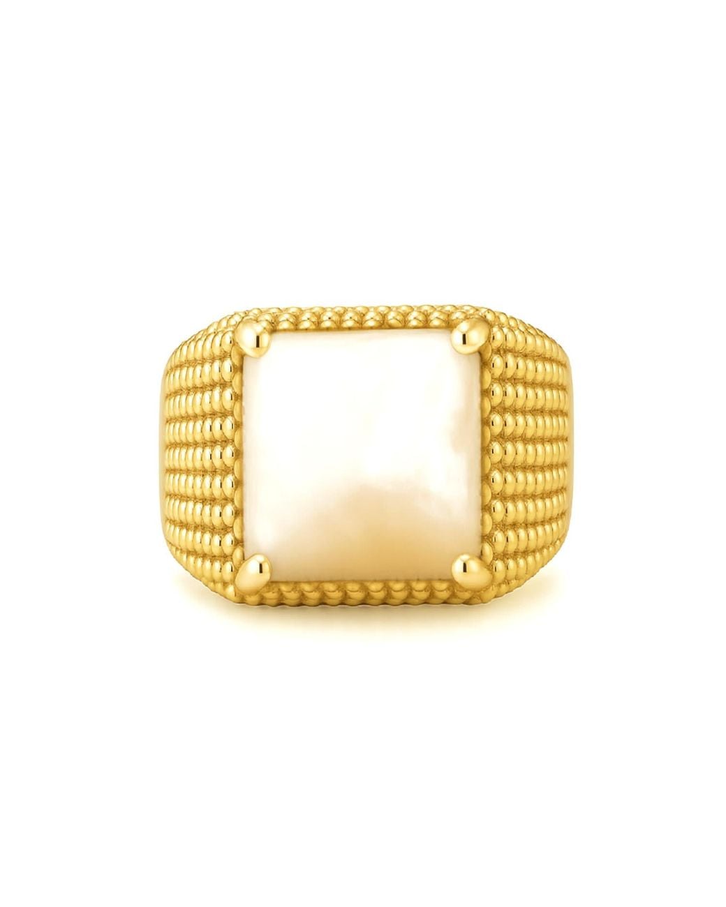 Unaloe Metallic Adjustable Square Ring-Plated With Mother Of Pearl for men