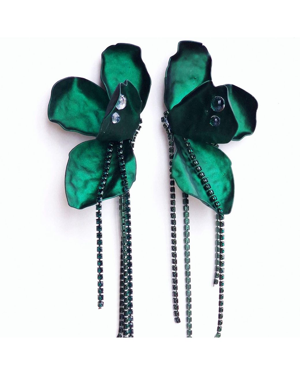 Laura Daili Green Emerald Blossom Earrings