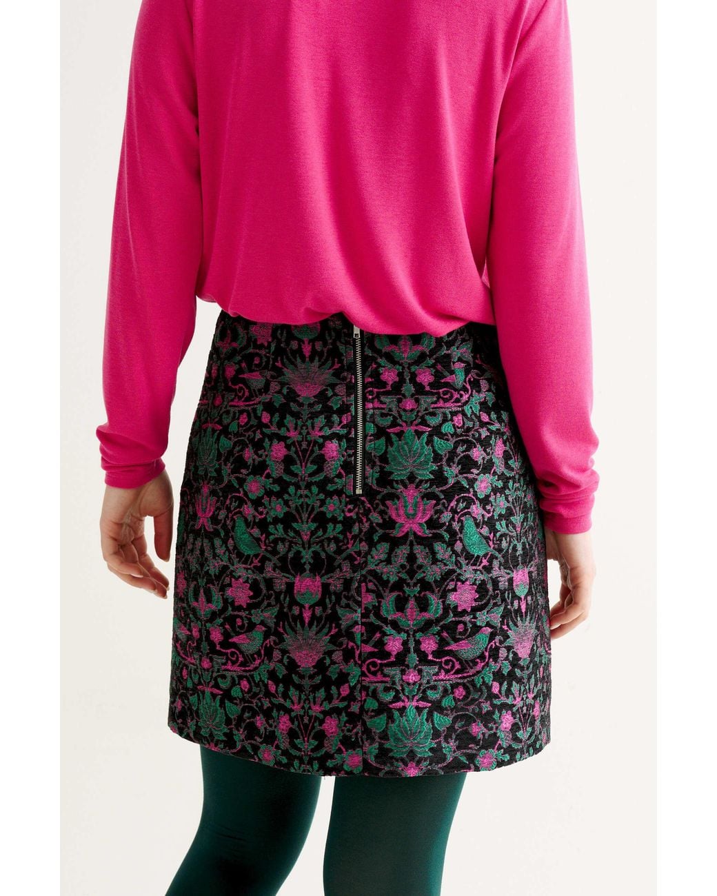 Louche Blue Aubin Belle Plume Jacquard A-Line Mini Skirt