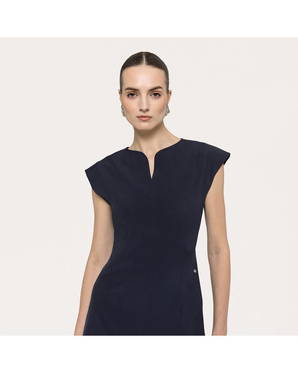 Nissa Blue A-Line Midi Dress
