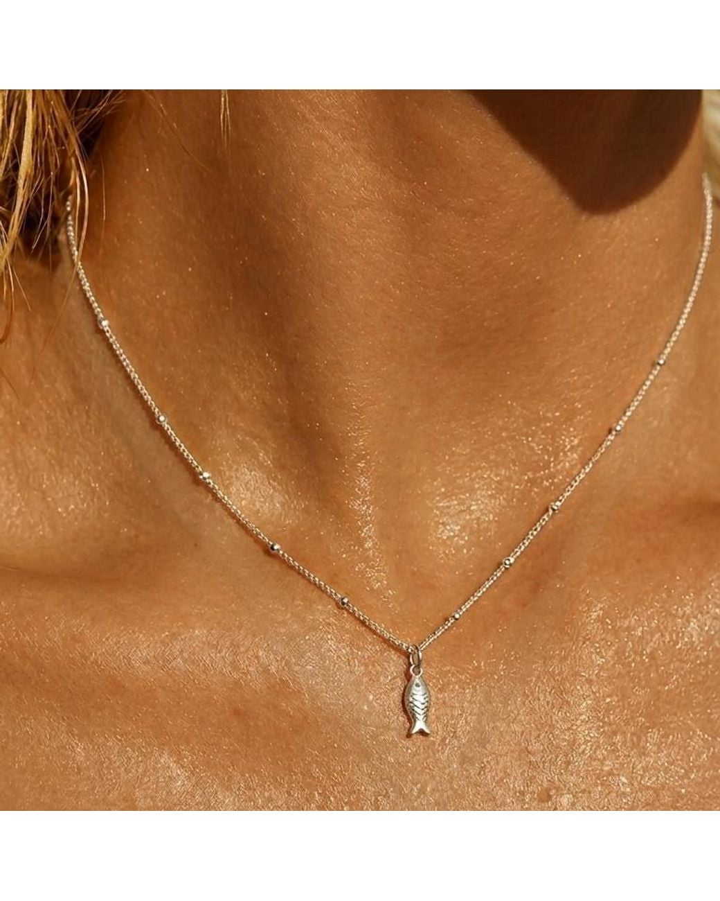 With Love Darling Metallic Fish Necklace