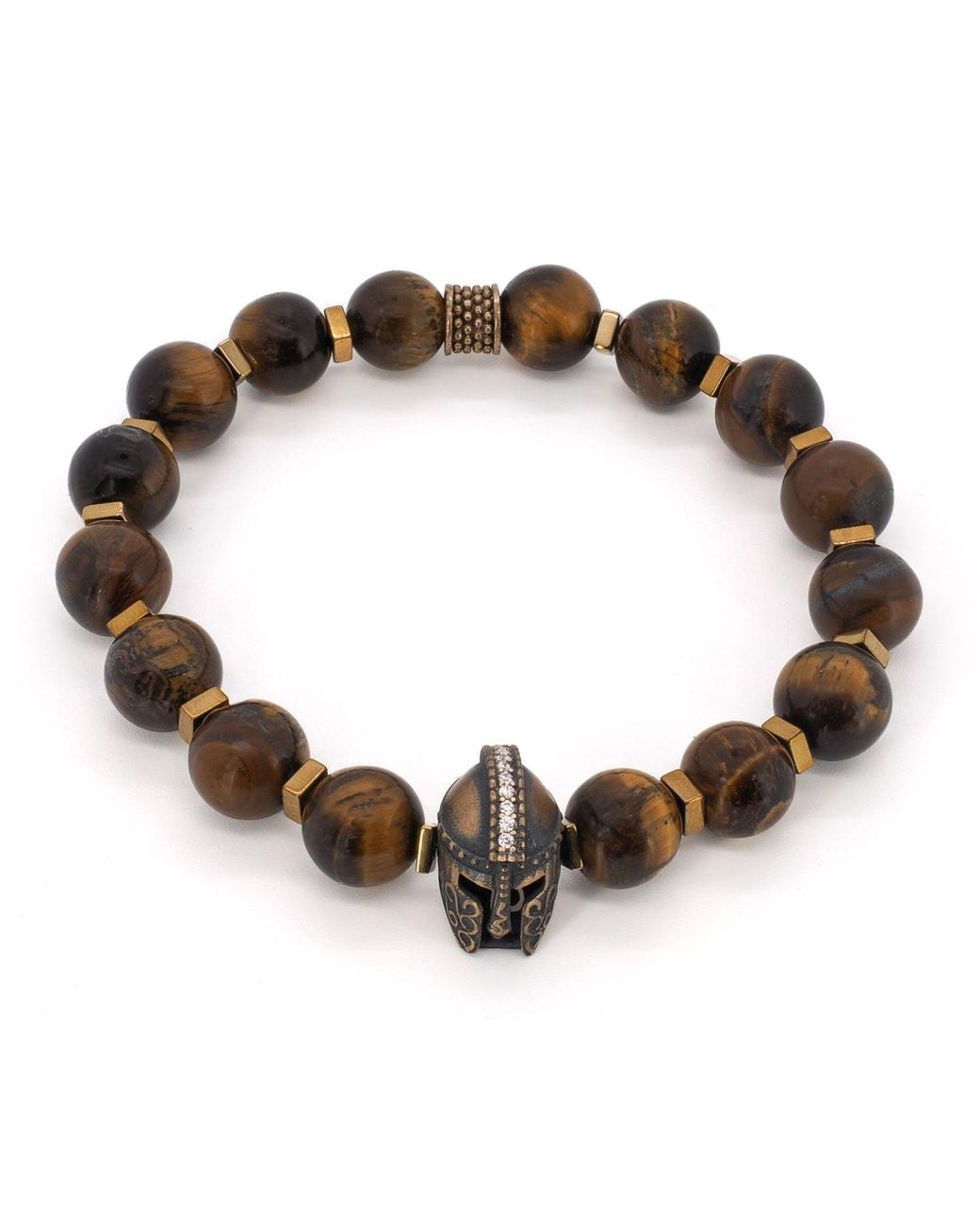 Ebru Jewelry Brown Tiger's Eye Stone Beaded Gladiator Bracelet for men