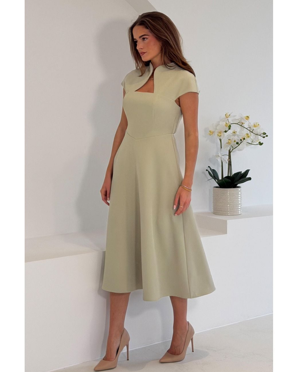 Girl In Mind Green Amora Midi Dress Sage