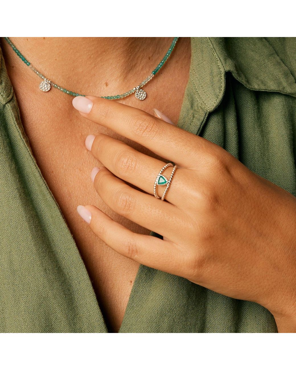 Charlotte's Web Jewellery White Trillion Rawa Stacking Ring