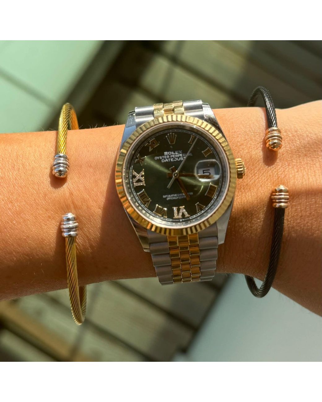 Ecce | Artisan Diamonds Metallic 14K Solid Tipped Twist Bangle Bracelet
