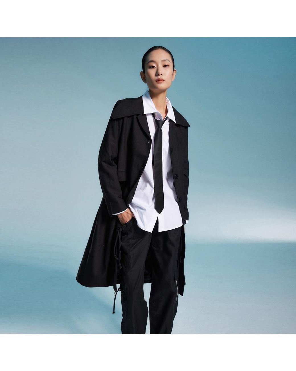 Smart and Joy Black Minimalist City Coat