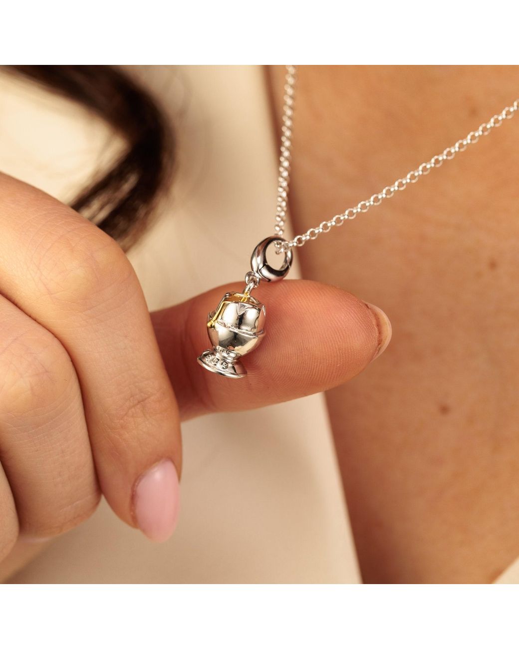 Lily Charmed Metallic Sterling Good Egg Charm Necklace