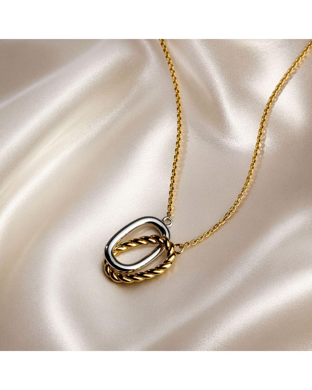 Belinda Jewelz Metallic Mixed Metal Twisted Rings Necklace