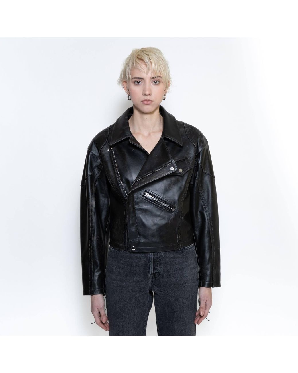 SVETA Milano Black Alanis Leather Biker Jacket