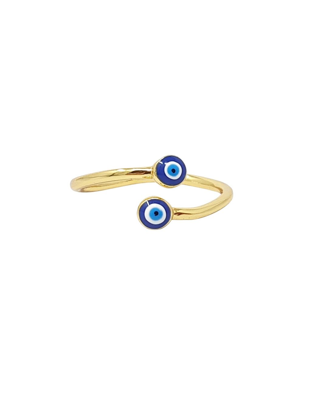 Harfi Blue Turkish Evil Eye Nazar Plated Stacking Ring