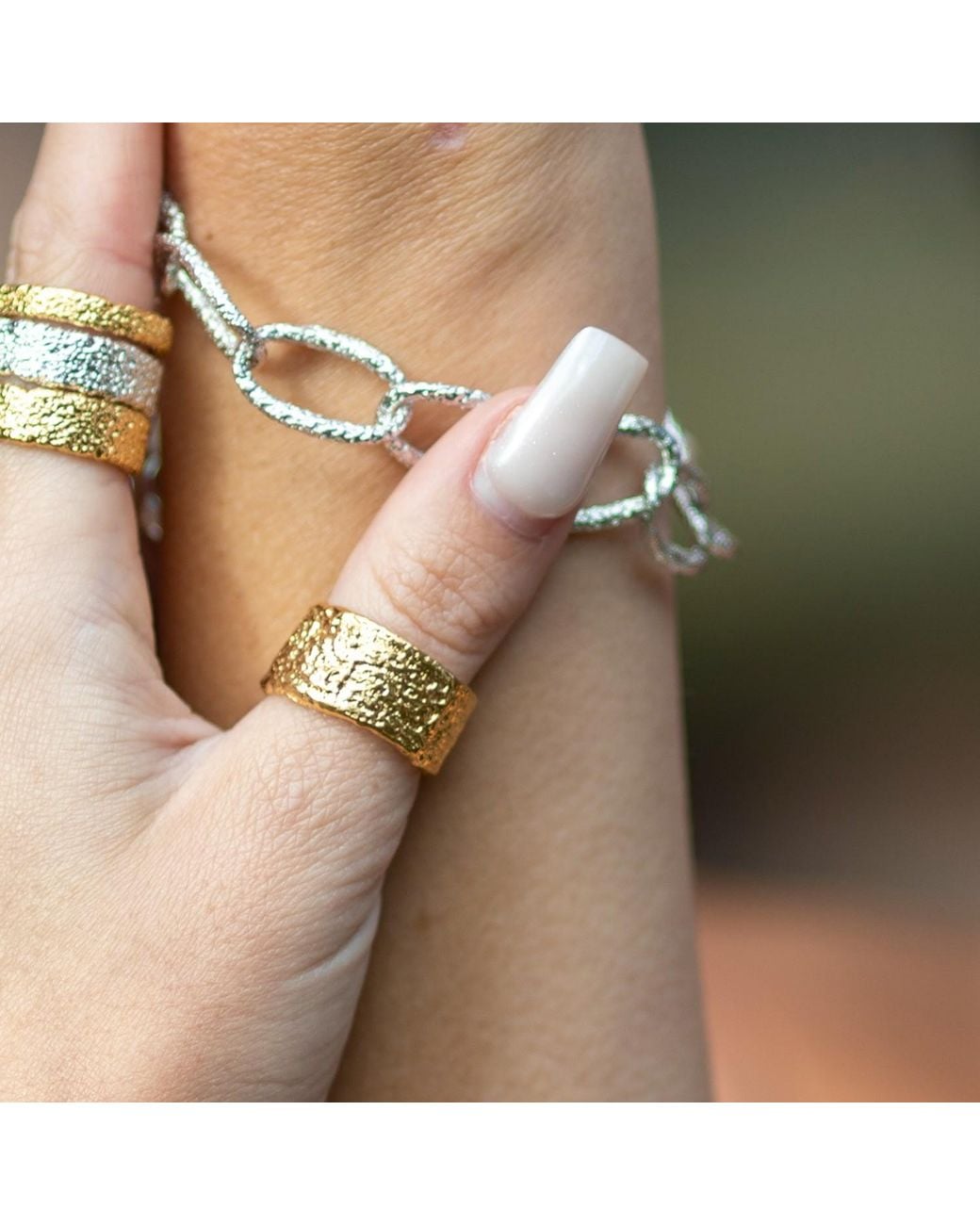 Lucy Quartermaine Metallic Wide Hula Ring