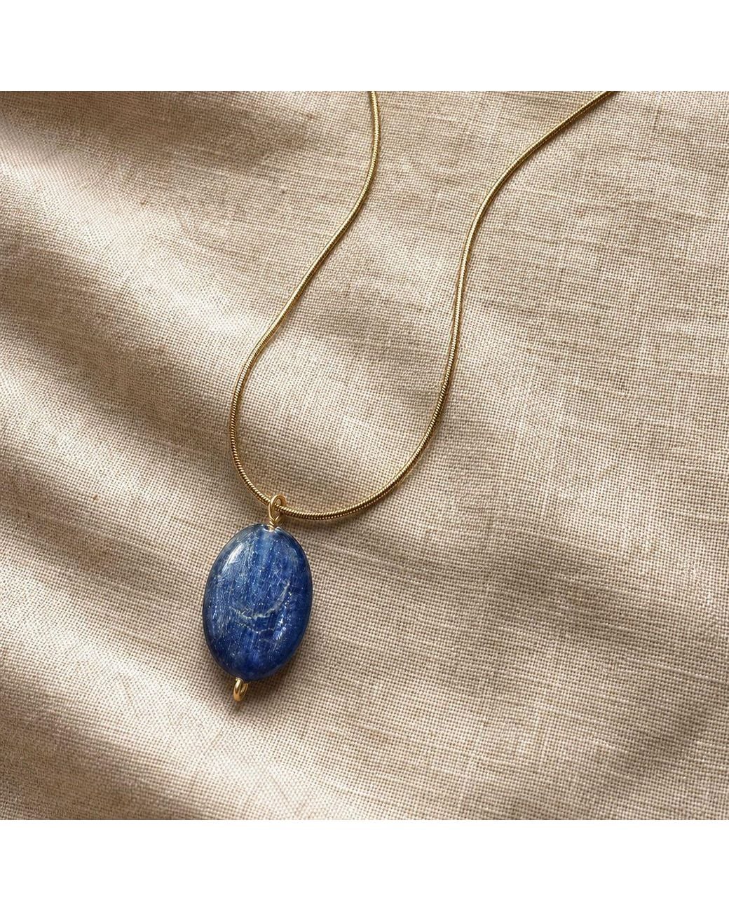 Saéa Blue Dainty Kyanite Pendant Necklace On-Filled Snake Chain