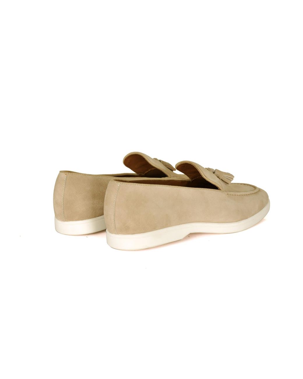 DAVID WEJ Natural Neutrals Lorenzo Suede Tassel Loafers for men