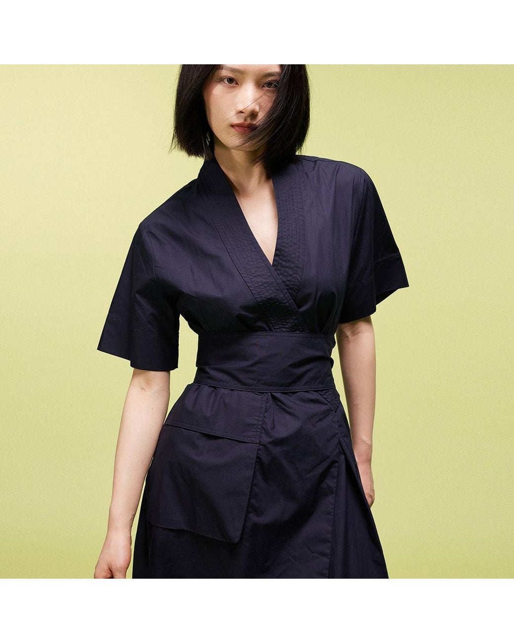 Smart and Joy Blue Cotton Kimono Wrap Dress