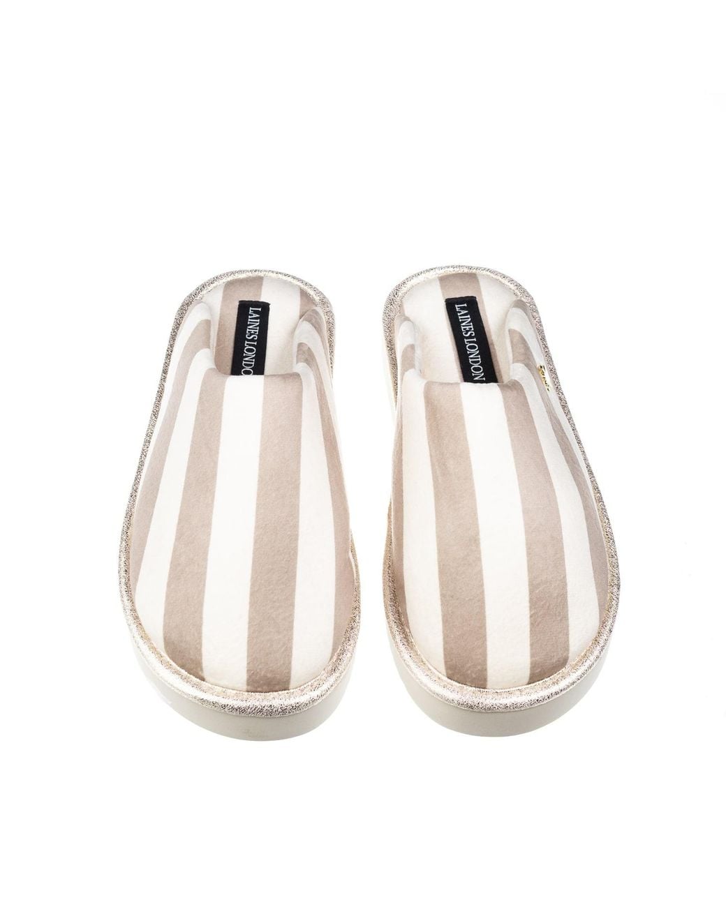 Laines London Pink Neutrals Flatform Stripe Closed Toe Slippers