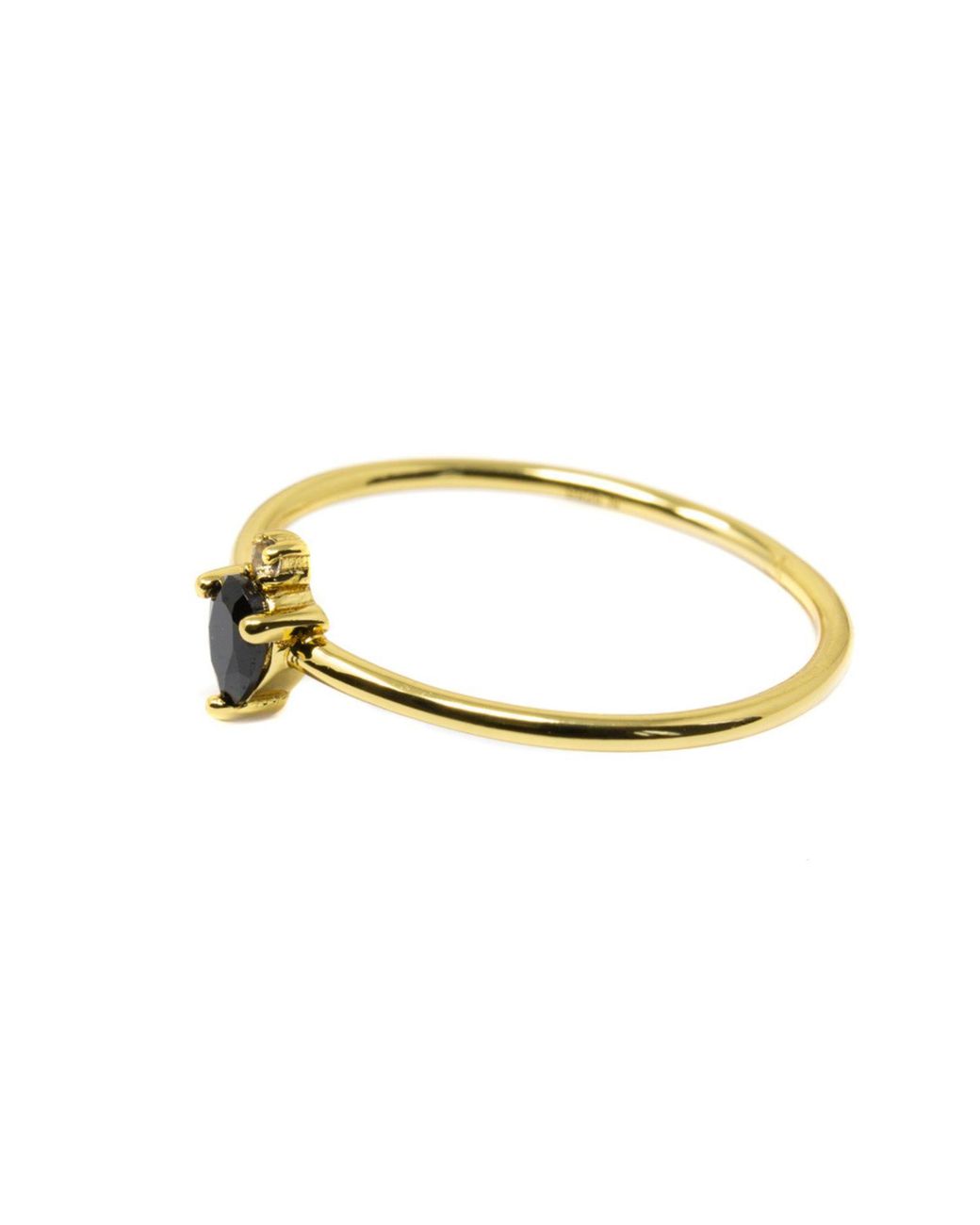 NASI SILVER Yellow Pear Atarah Ring- Onyx & Topaz