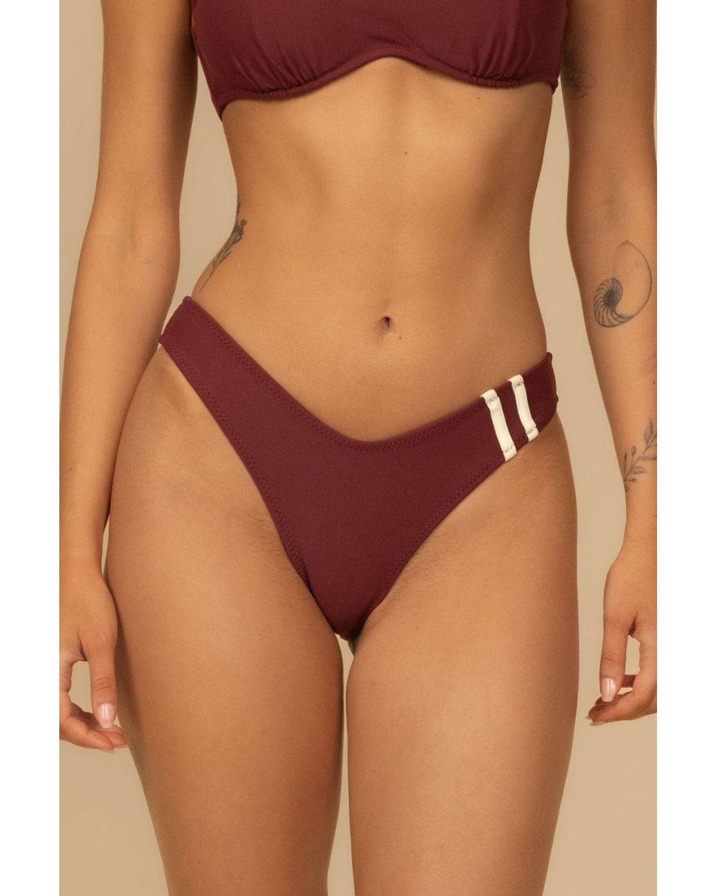 Montce Red Sporty Lulu Zig-Zag Stitch Bikini Bottom