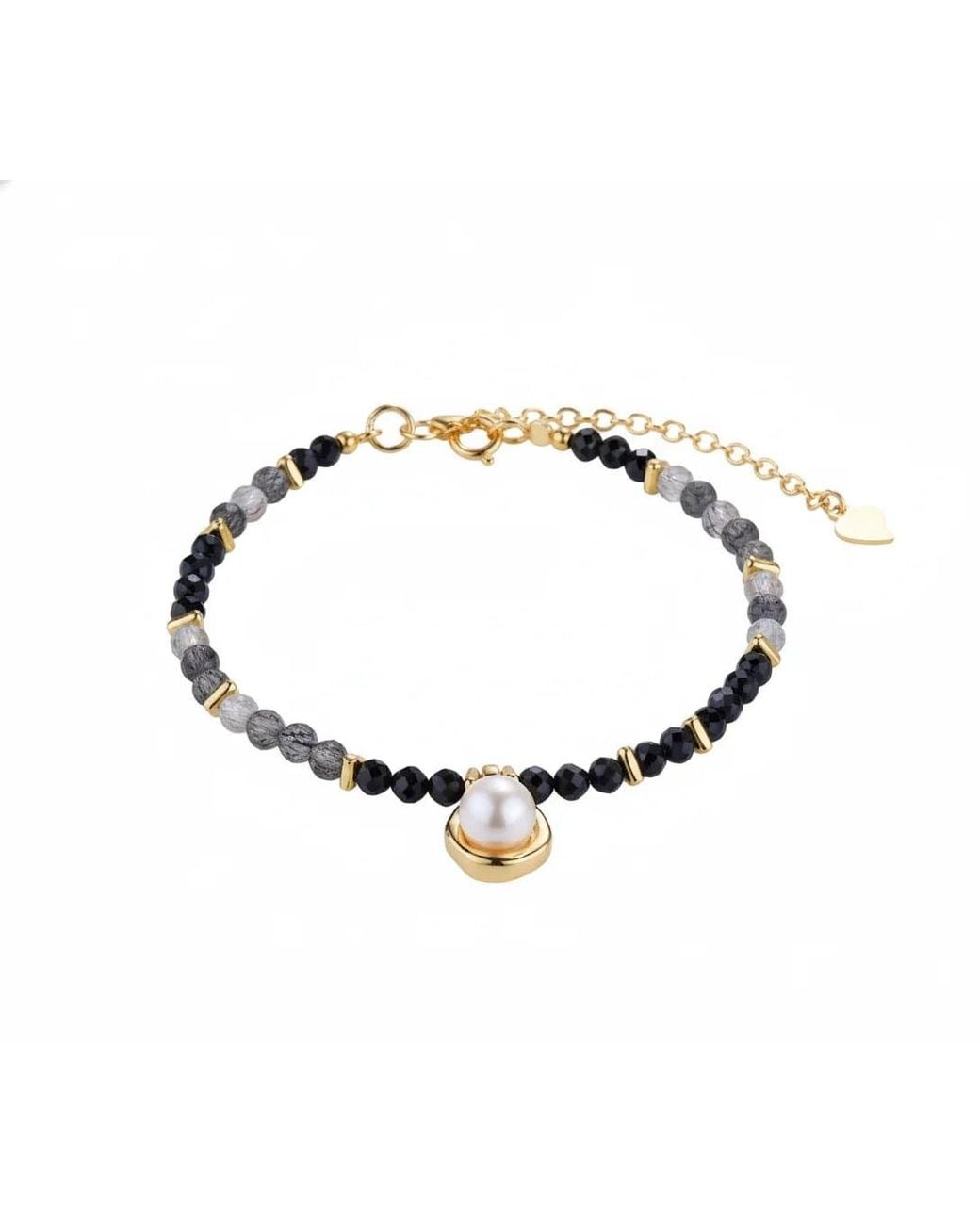 Angel Barocco White Natural Stone Bracelet With Pearl Pendant