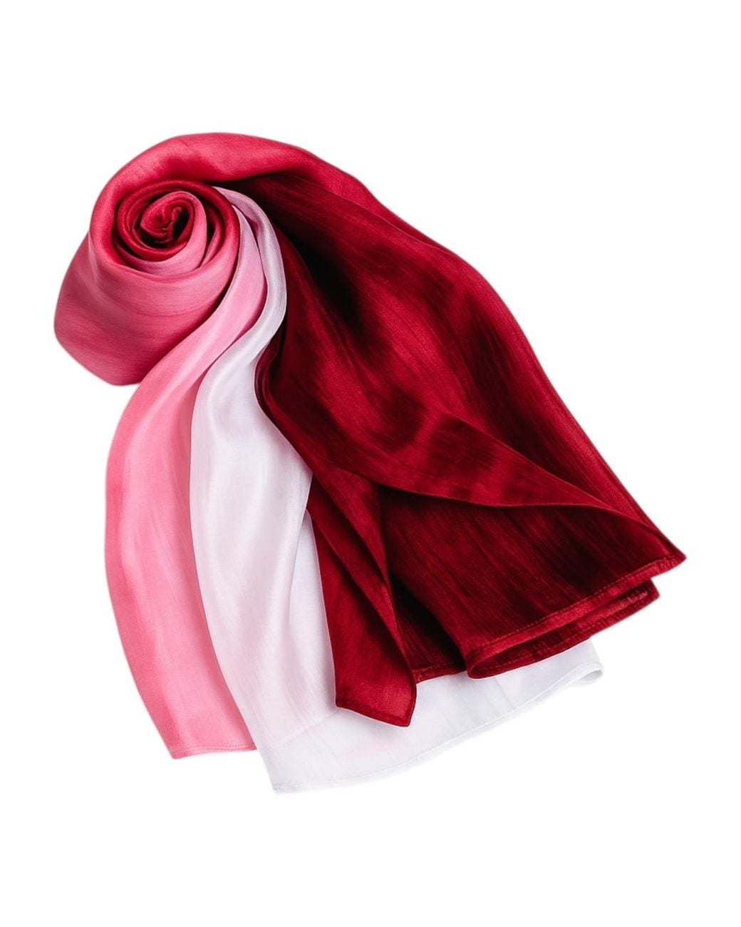 Silk and Bears Red Burgundy To Blush Ombre Mulberry Silk Scarf – Handmade & Hand-Dyed