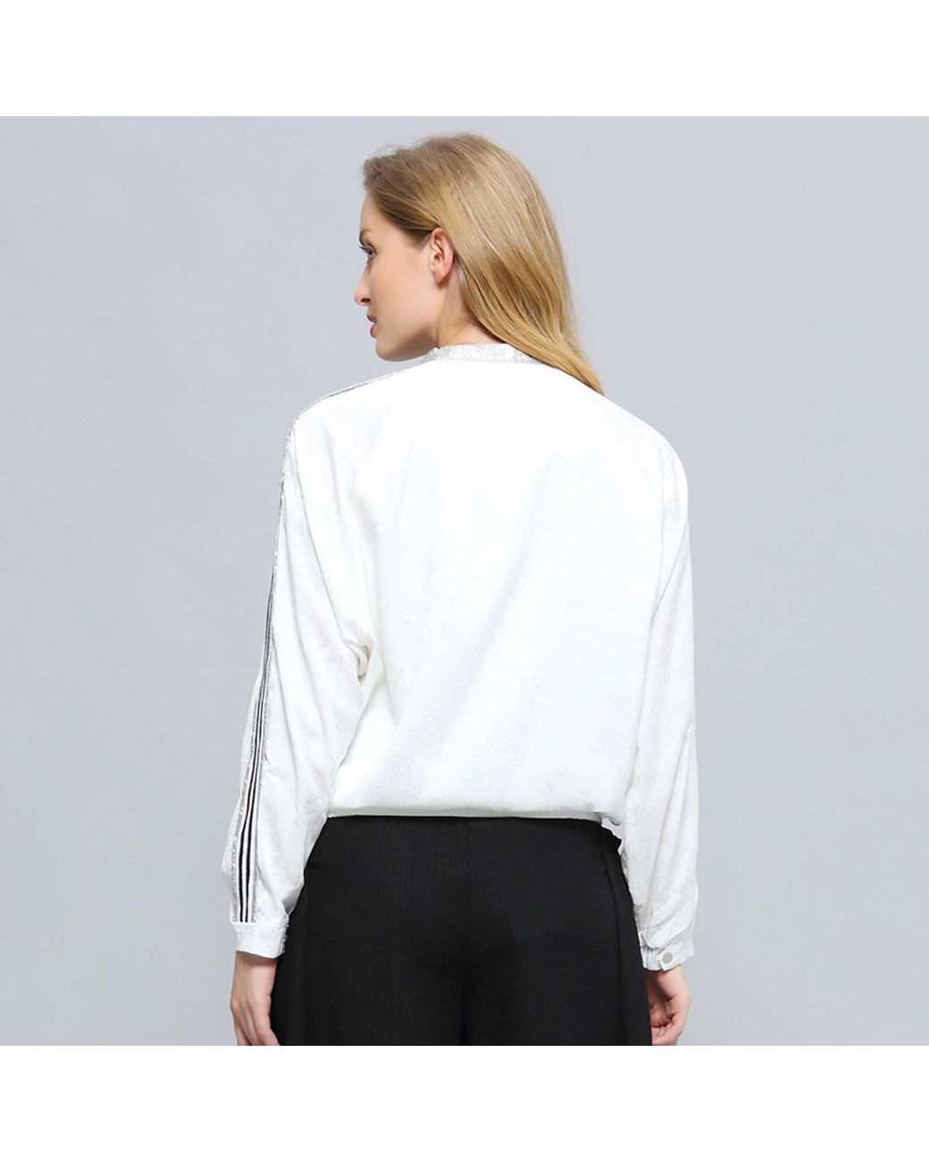 Smart and Joy Natural Light Embossed Bomber Jacket