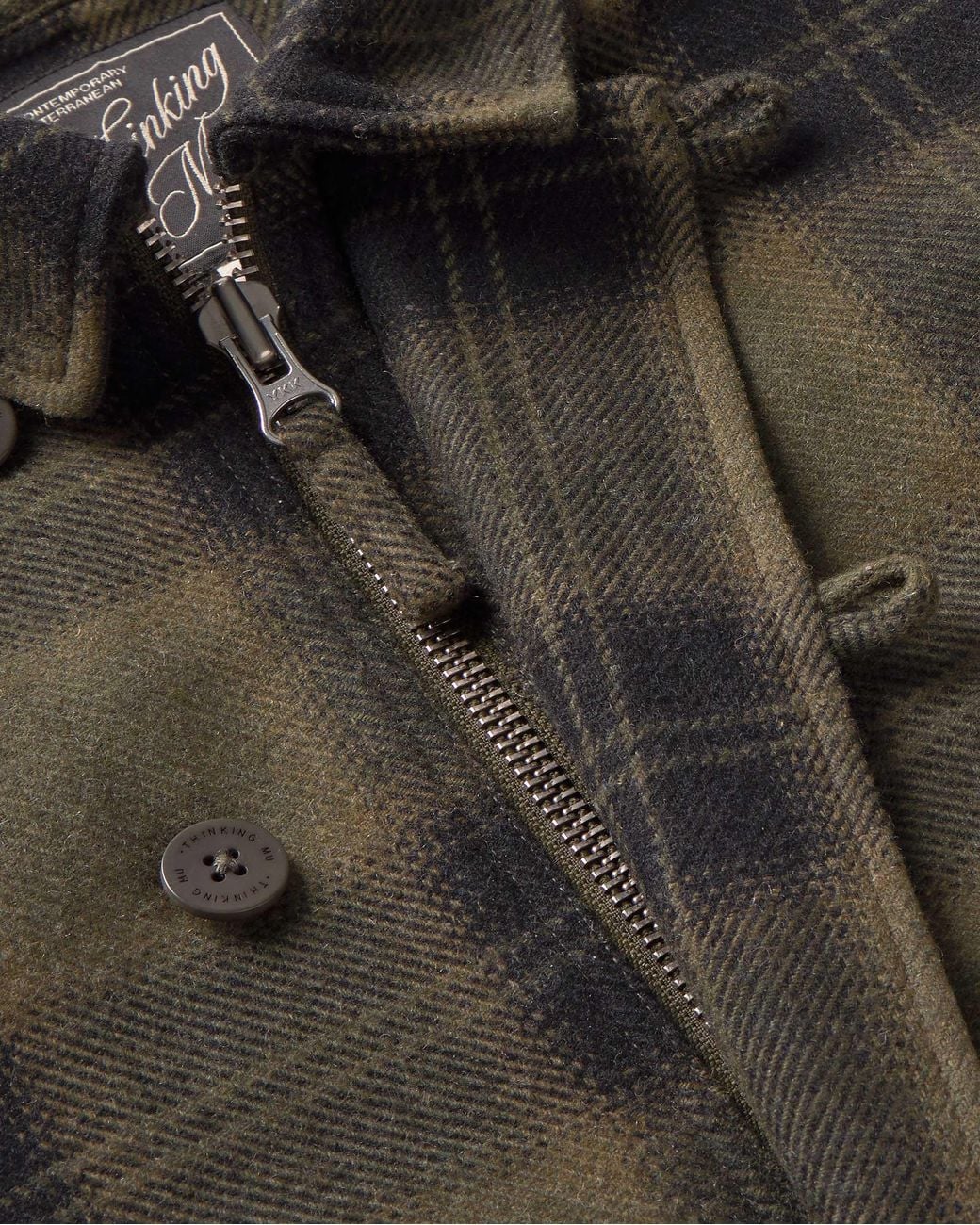 Thinking Mu Green Amir Checkered Wool Jacket for men