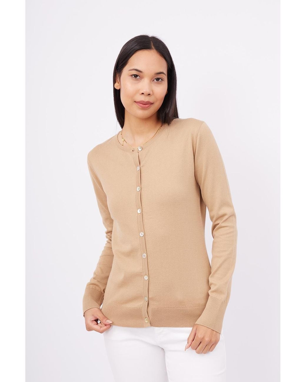 Peraluna Natural Mila O-Neck Basic Cotton Cardigan