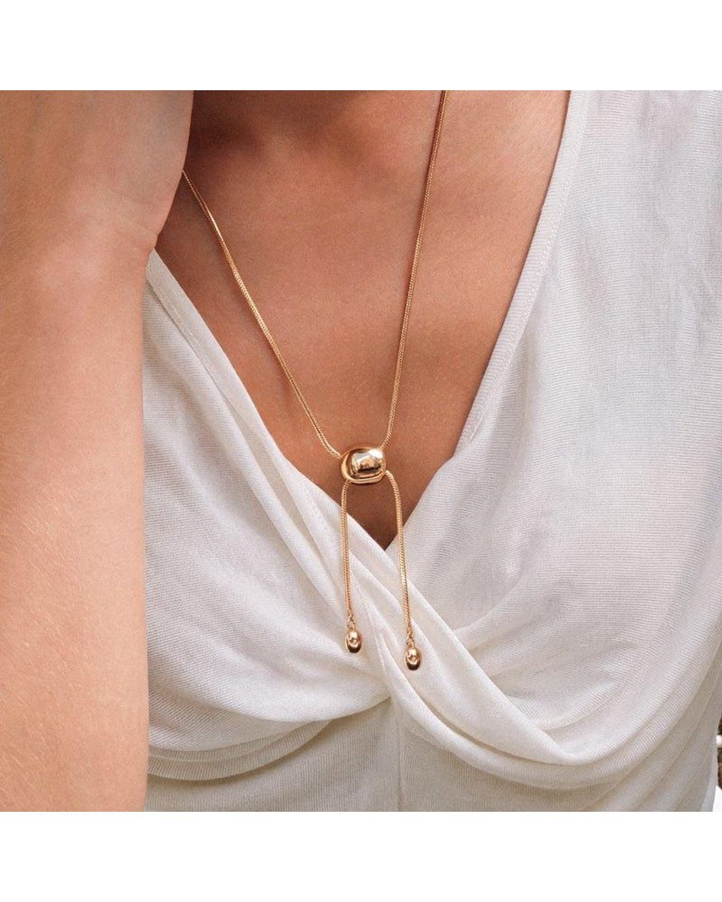 Lagomist Metallic Coffee Bean Lariat Necklace