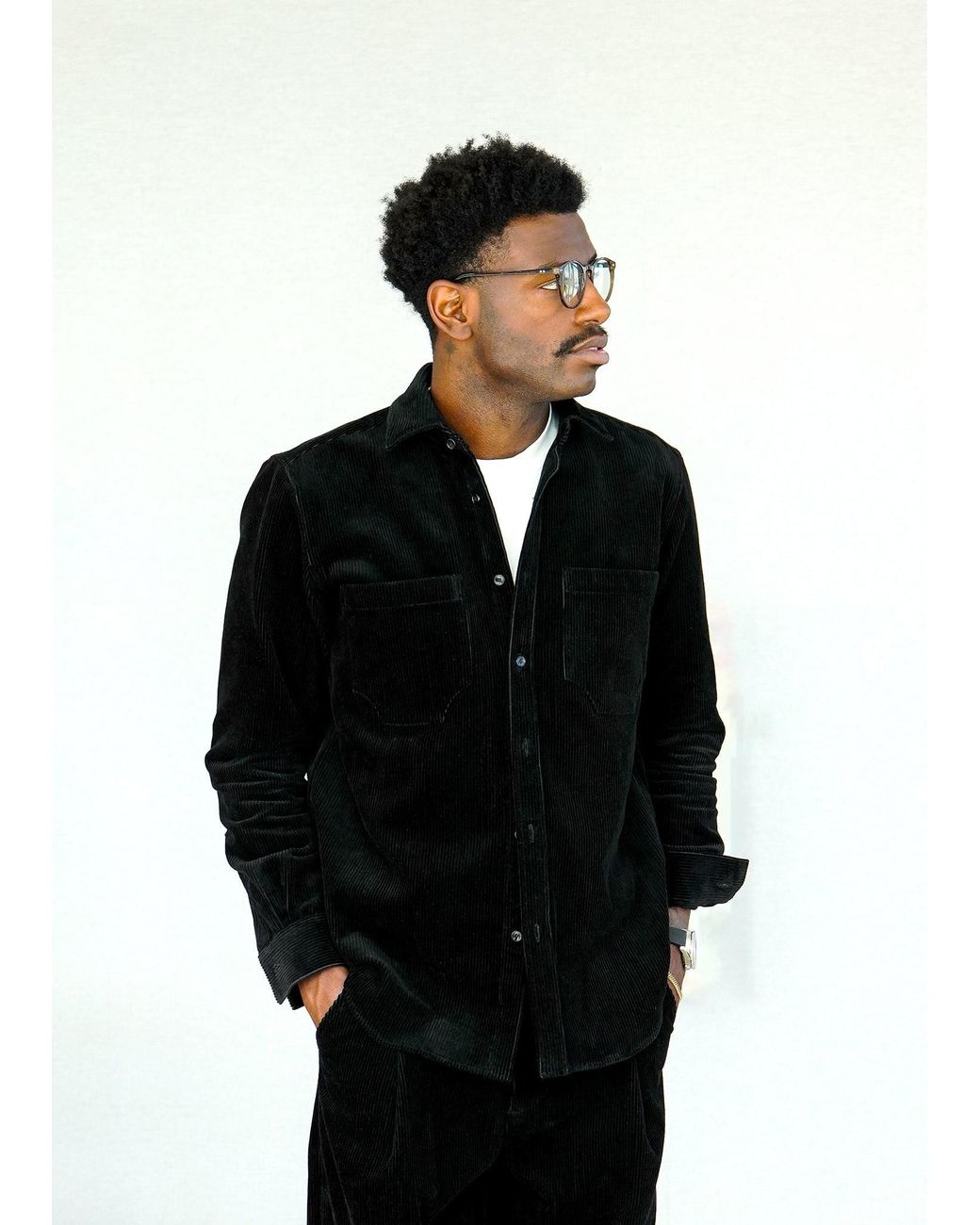 Éclectique Black Corduroy Button-Up Shirt for men