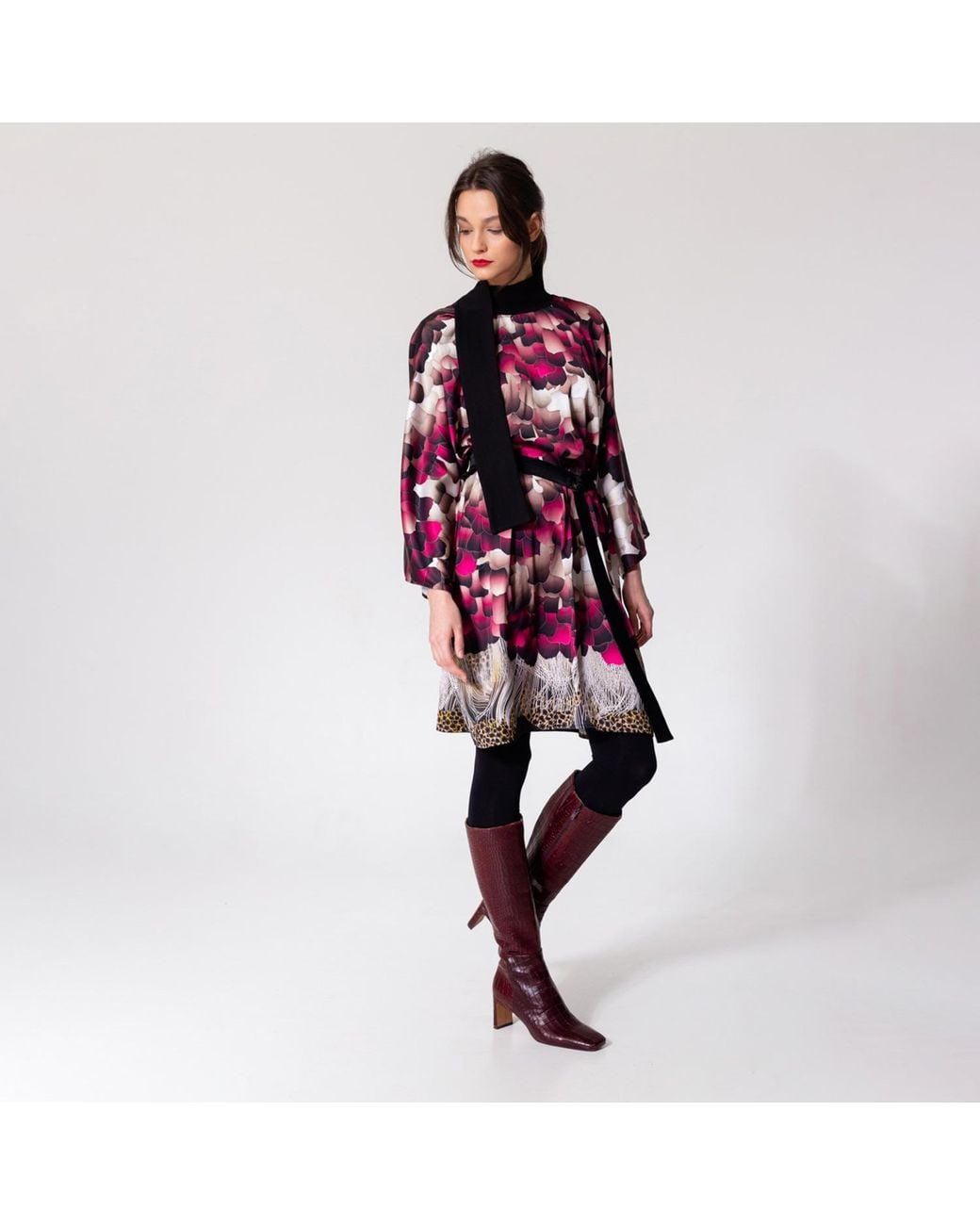 ARTISTA Red Feathers Silky Dress
