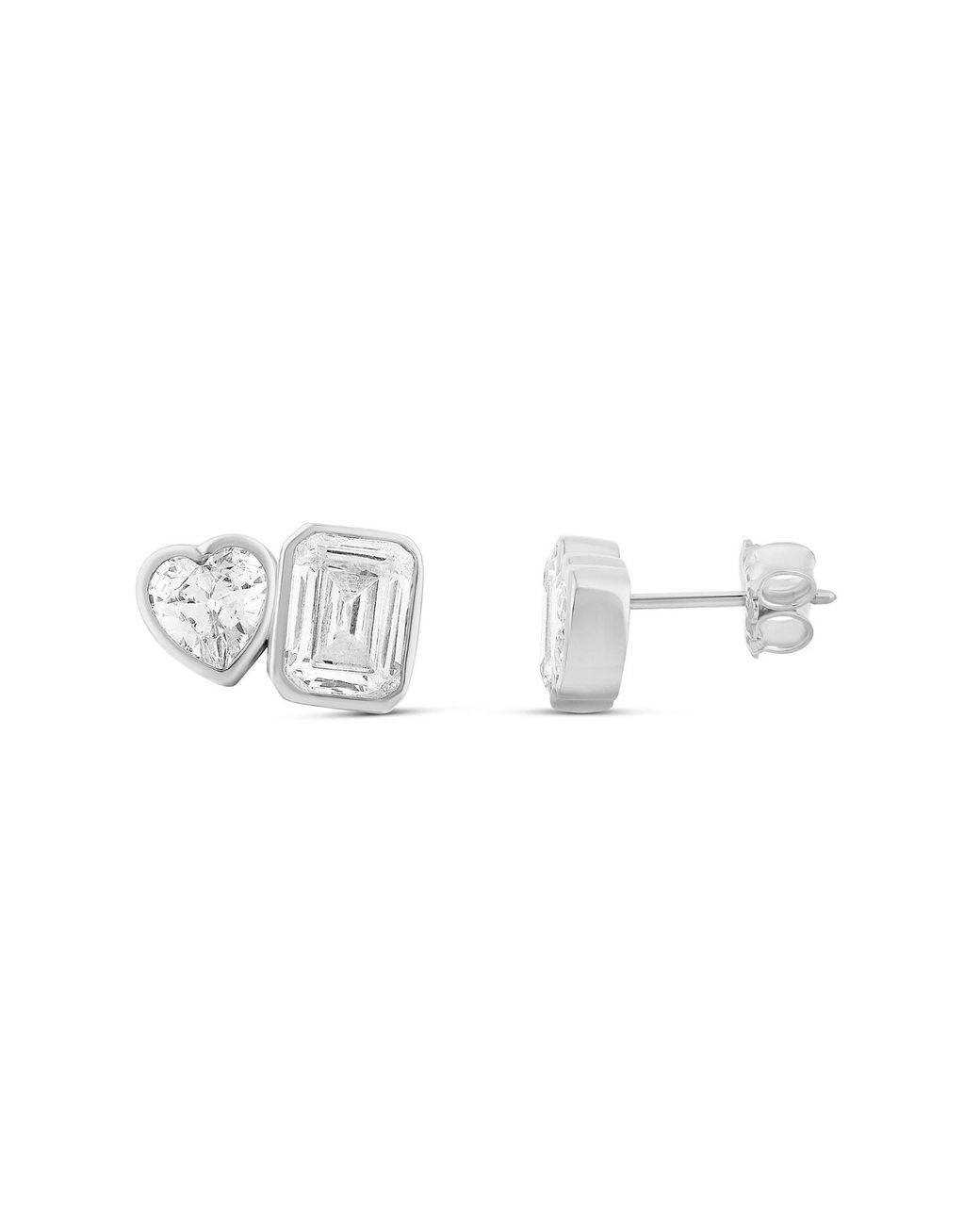 SHYMI Metallic Two Stone Fancy Shape Bezel-Set Studs