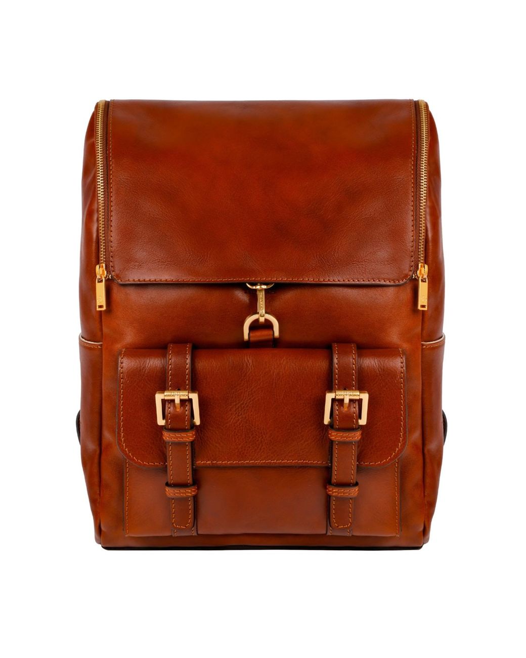 Time Resistance Brown Large Leather Backpack Cognac
