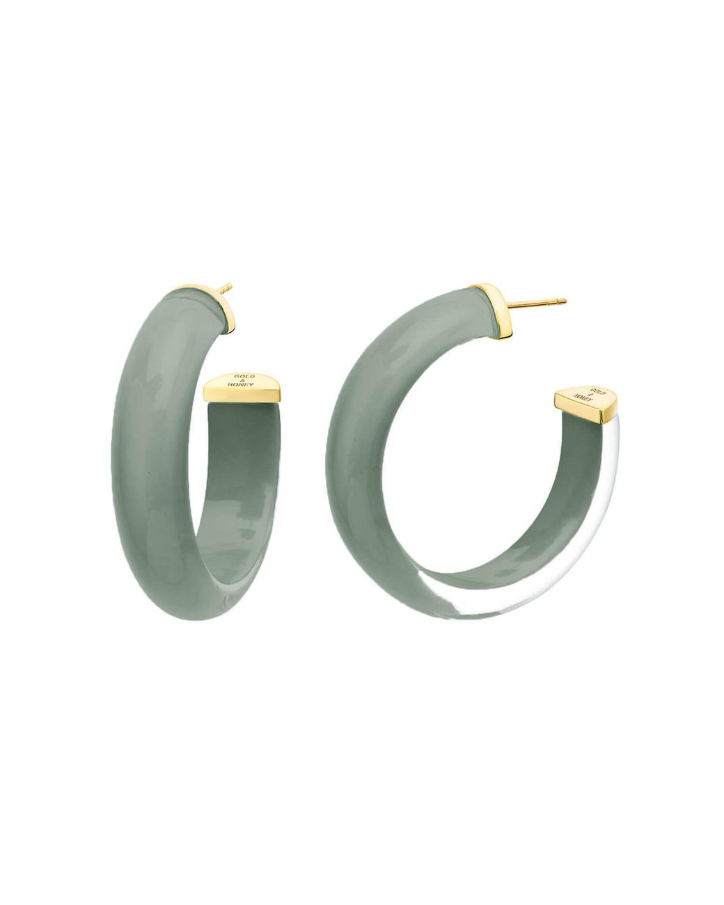 Gold & Honey Green Small Illusion Hoops