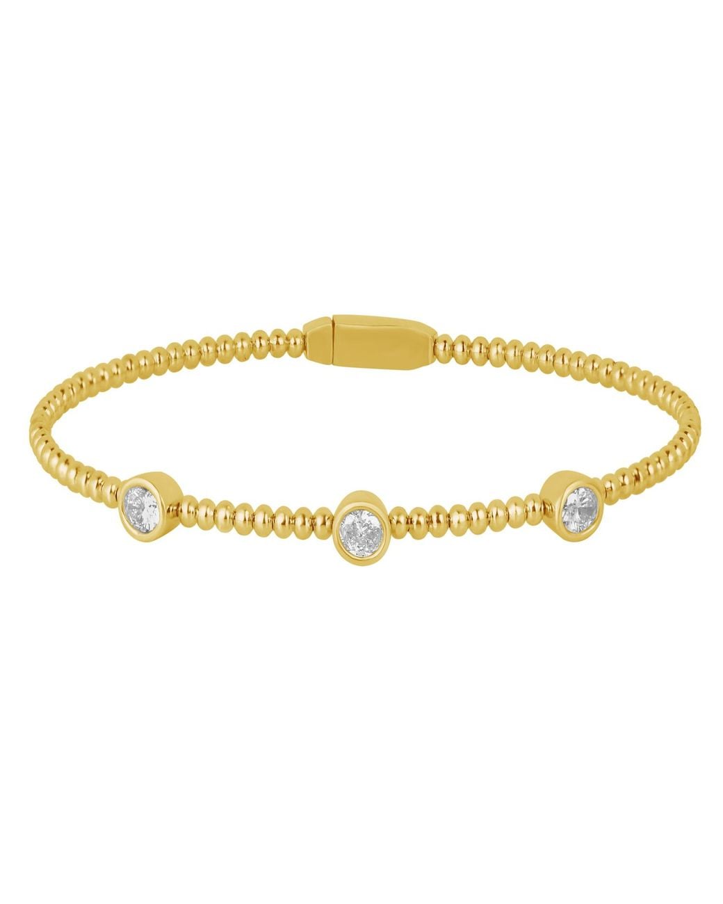 Artisan Metallic 14K Three Round Diamond Beaded Bracelet