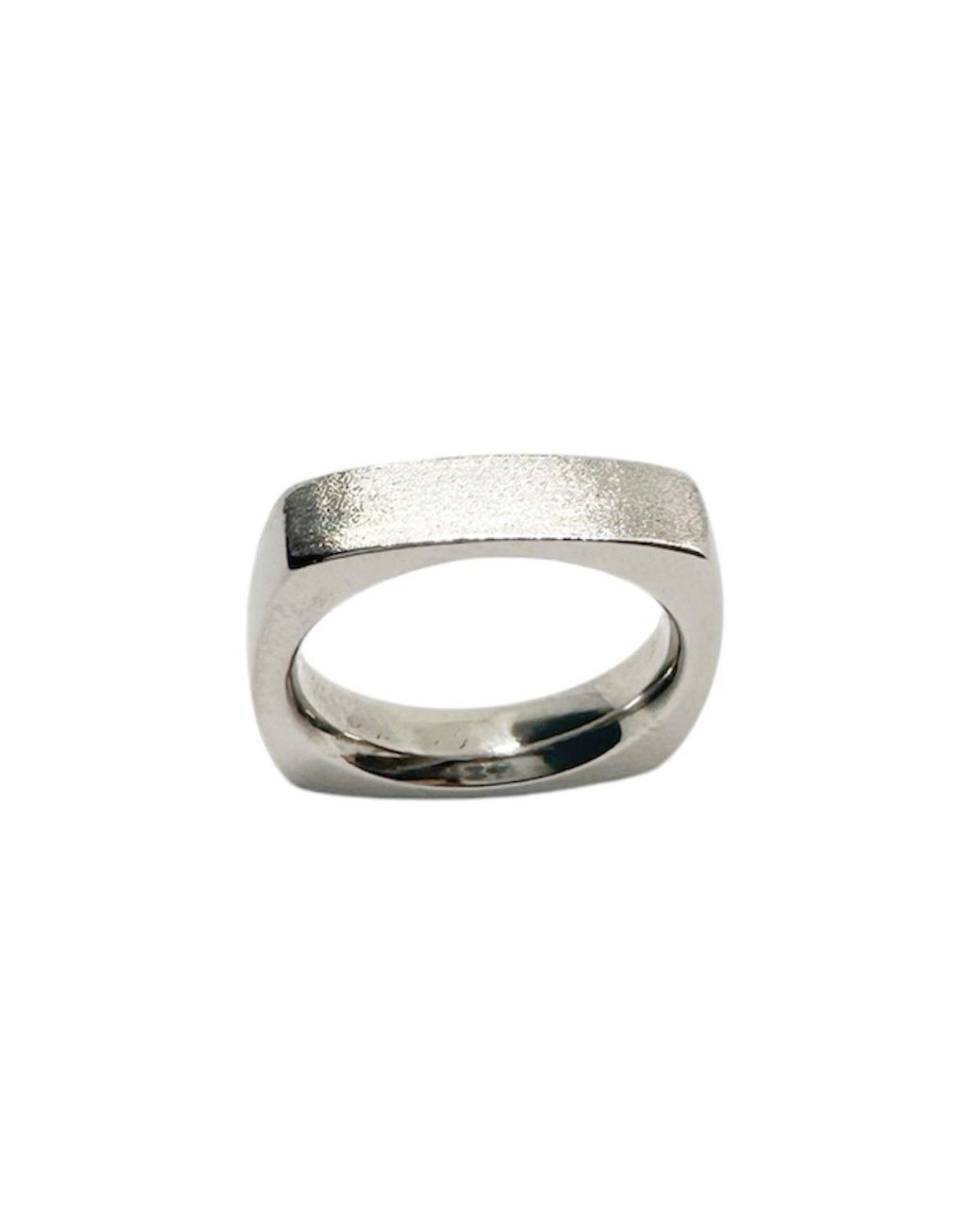 Tg-Jewellery by Tamara Gervasio Metallic Platinum Solid Square Band Ring Handmade