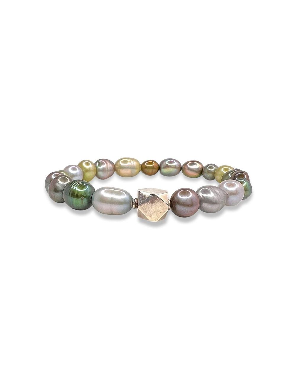 Jaredjamin White Seabed Pebble Stretch Bracelet for men