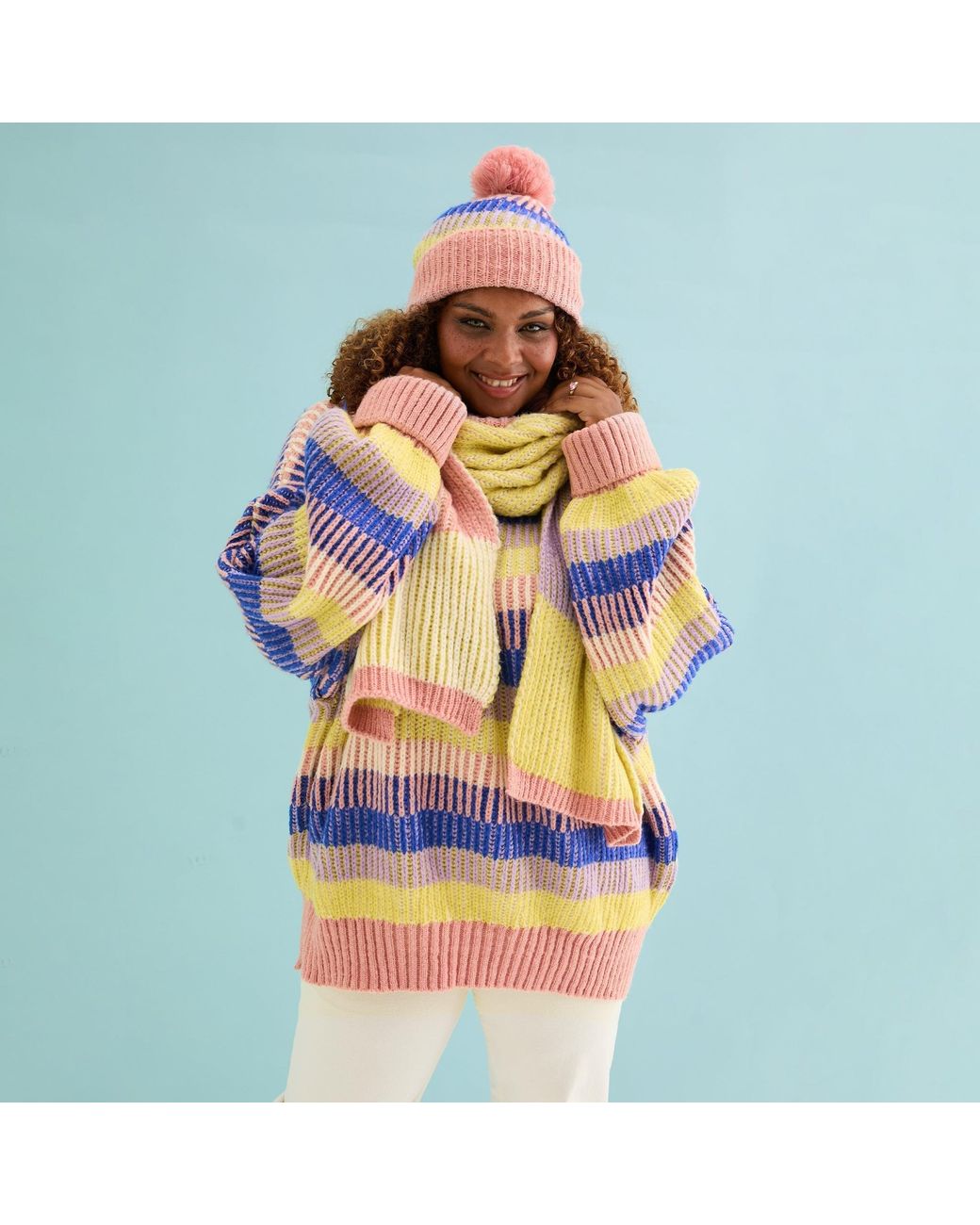 Cara & The Sky Multicolor Leia Stripe Oversized Scarf