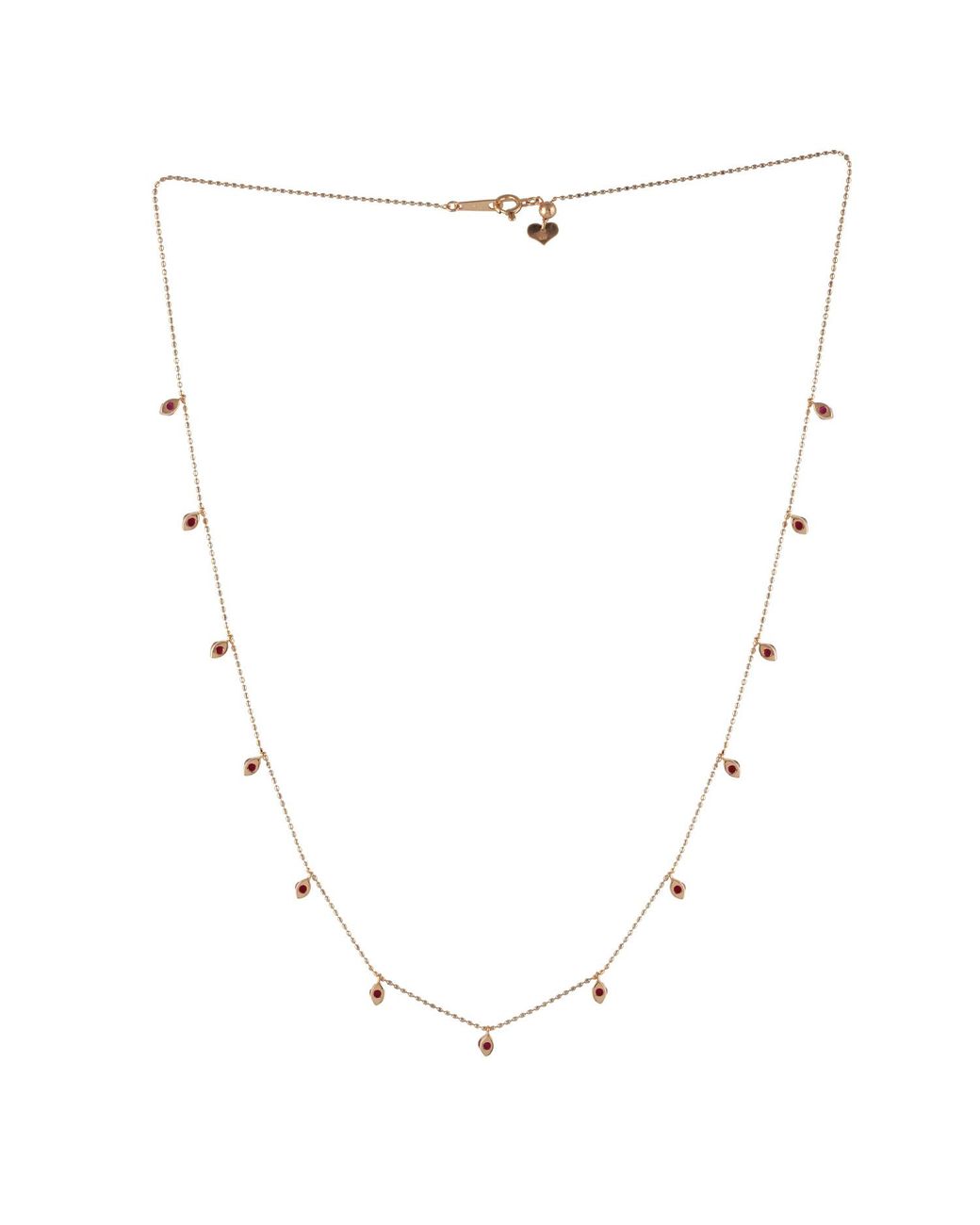 Artisan White 18K Ruby Gemstone Station Necklace