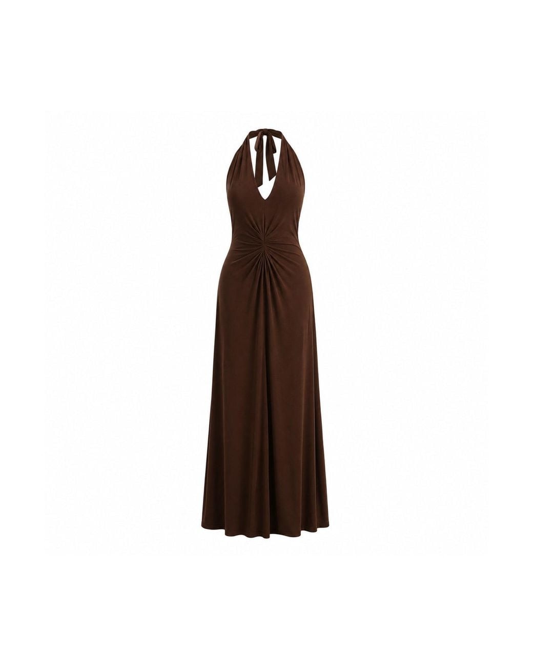 Maison De Gala Brown Sienna Mocha Halter Dress