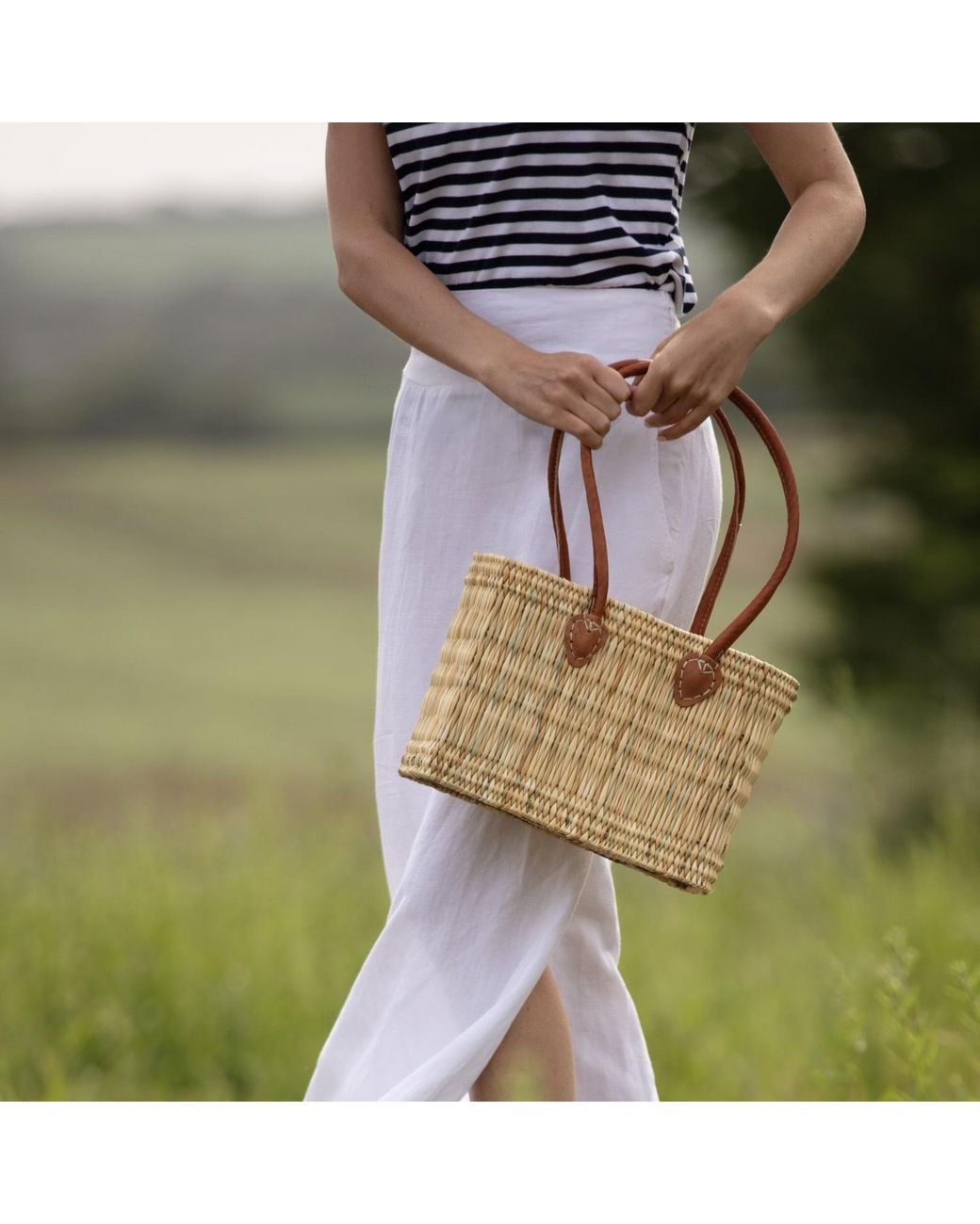 Berber Leather Brown Neutrals The Safi Small Basket Tote