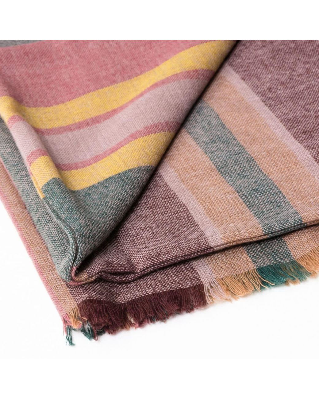 Variously Pink Barque Clay Modern Artisan Striped Soft Merino Handwoven Scarf