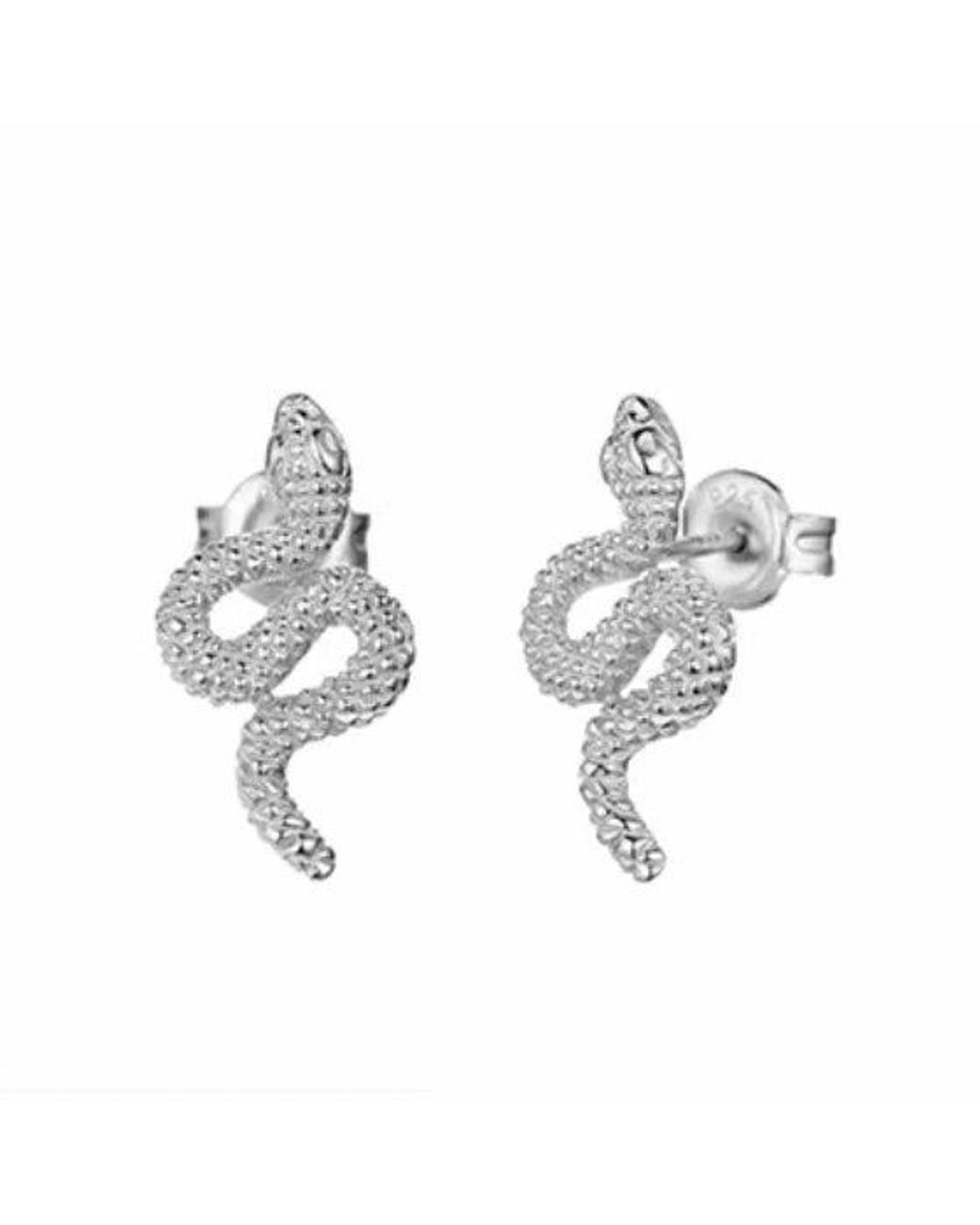 Jagged Halo Jewelry Metallic Serpent Stud Earrings