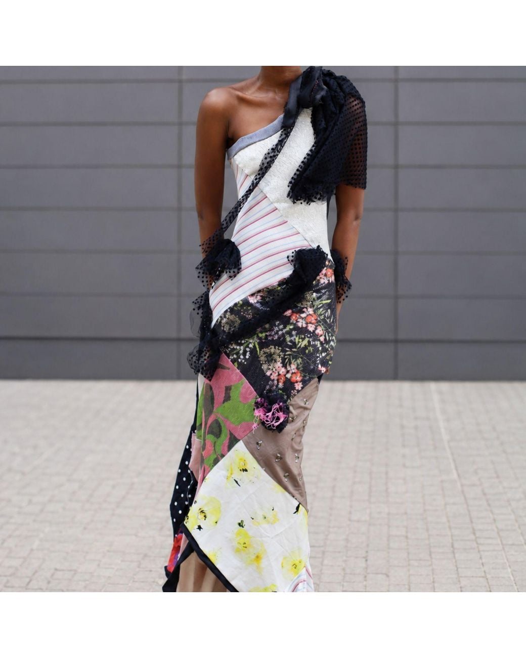 Miro Misljen White Patchwork Reverie Maxi Dress